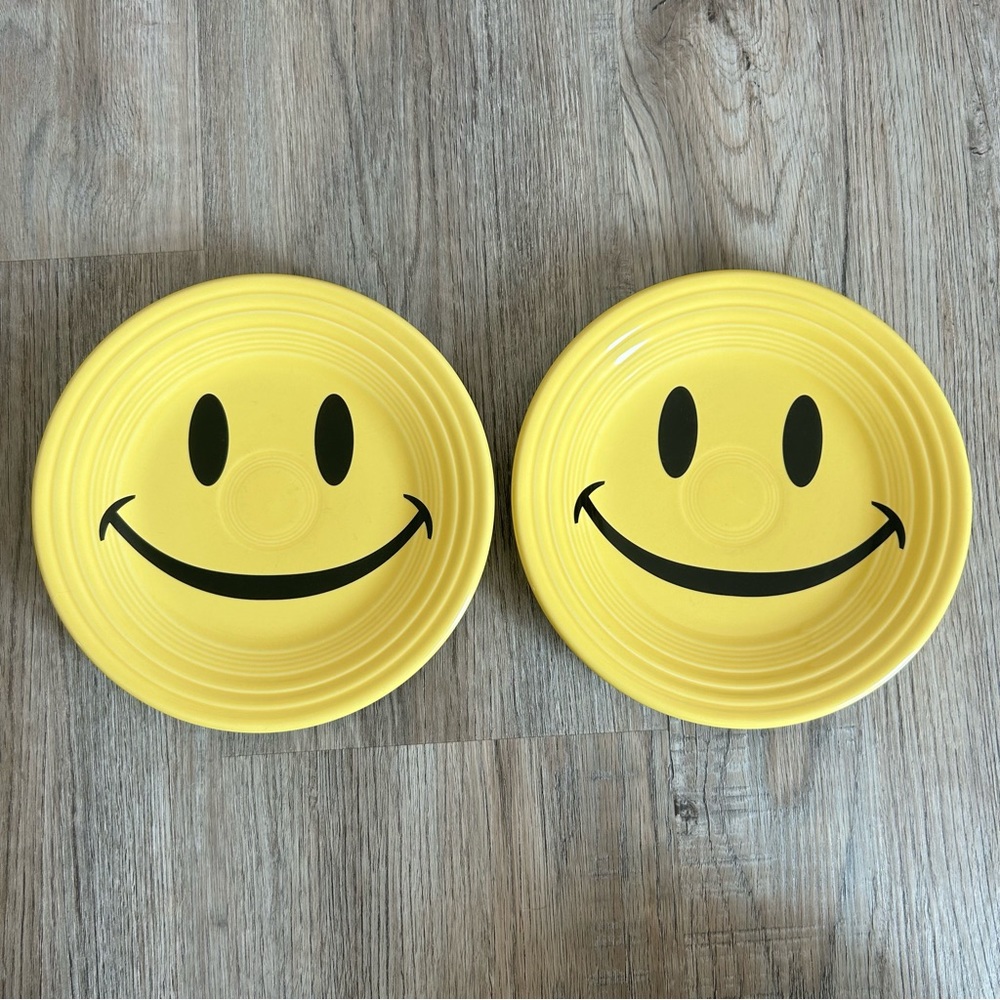 Vintage Fiesta Smiley Face Plates (2)
